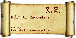 Kürti Radomér névjegykártya